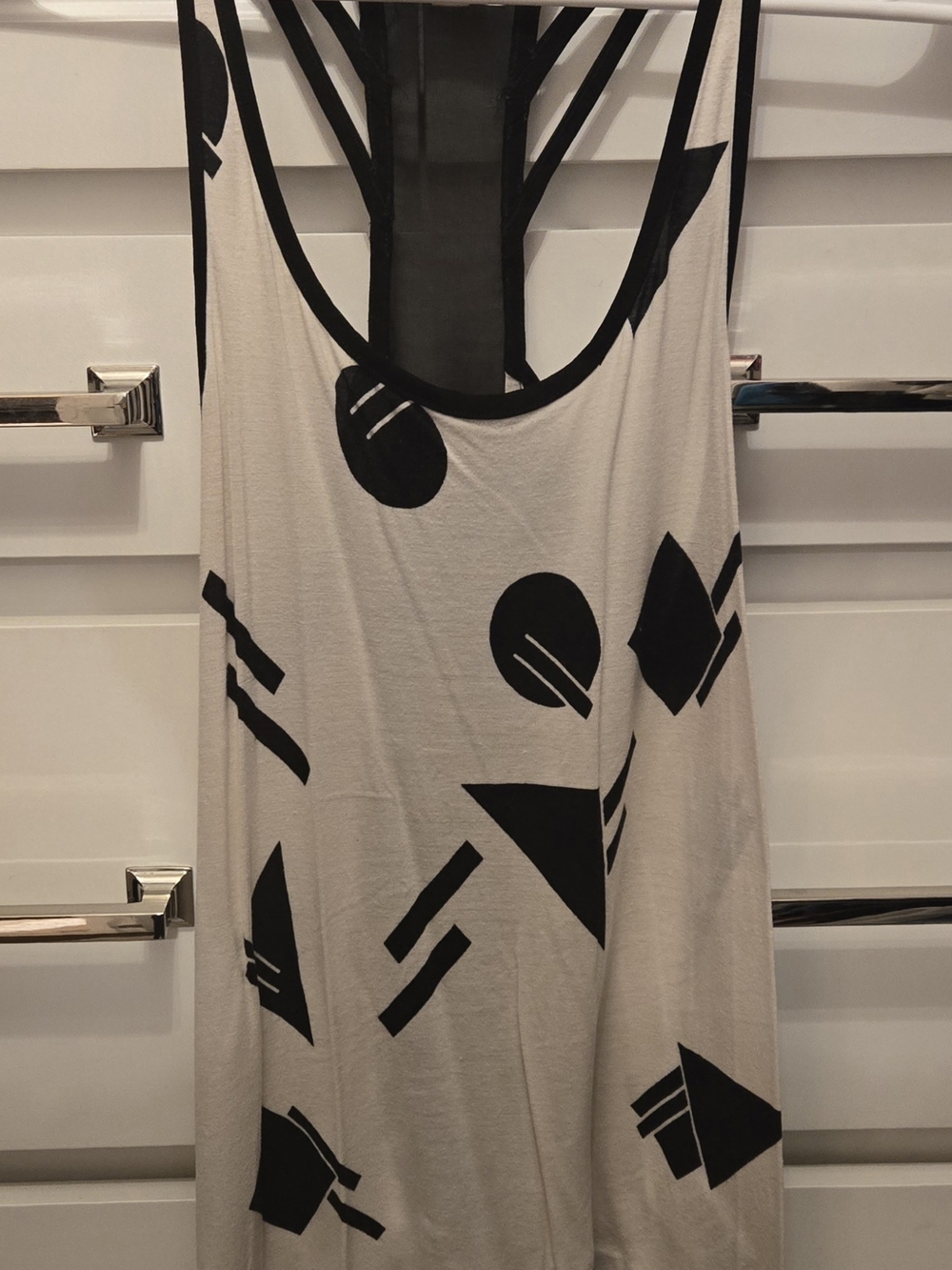 silence + noise Black and White Geometric Racerback Tank Top Size Medium
